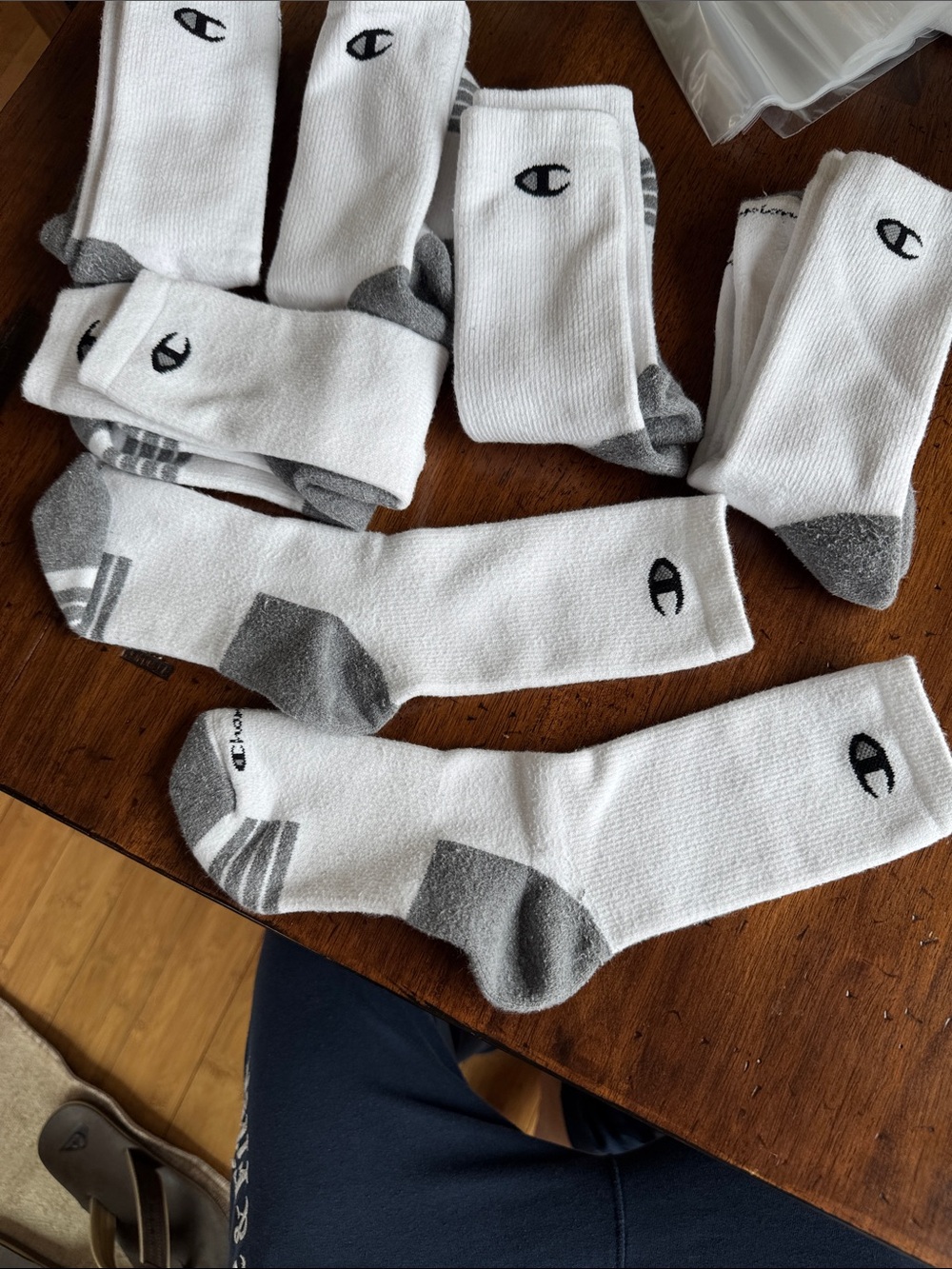 Champion White Crew Athletic Socks with Gray Heel & Toe Accents